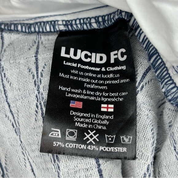 Urban Outfitters Lucid FC Denim Shorts Mens XL Blue Quilted Embroidery Logo NWOT - Picture 6 of 9